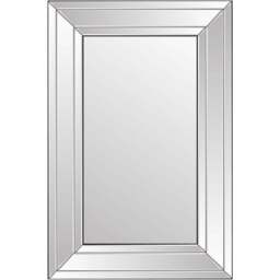 Langley Modern Double Edge Bevelled All Glass Large Dress Mirror 120 x 80cm - Size: 120x 80cm - Black - MirrorOutlet - Wilko