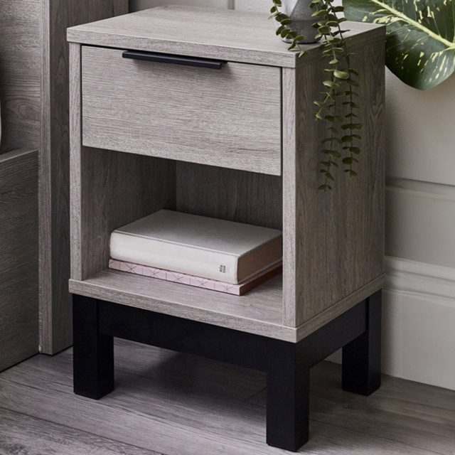 Julian Bowen Bali Single Drawer Grey Oak Bedside Table - Wood - Wilko - image 1