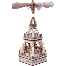 St Helens Festive Light Up Wooden Christmas Pyramid Decoration - Size: 19 x 19 x 50cm - Wilko - thumbnail 1