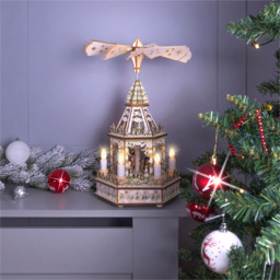 St Helens Festive Light Up Wooden Christmas Pyramid Decoration - Size: 19 x 19 x 50cm - Wilko - thumbnail 4