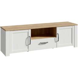 Florence Bohol Single Drawer Single Shelf 2 Door Riviera Oak and White LED TV Unit - Furniture To Go - Wilko - thumbnail 3