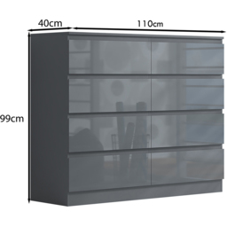 FWStyle Stora 8 Drawer Grey Gloss Chest Of Drawers - Wilko - thumbnail 7