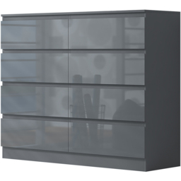 FWStyle Stora 8 Drawer Grey Gloss Chest Of Drawers - Wilko - thumbnail 3