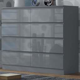 FWStyle Stora 8 Drawer Grey Gloss Chest Of Drawers - Wilko - thumbnail 1