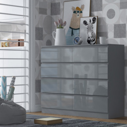 FWStyle Stora 8 Drawer Grey Gloss Chest Of Drawers - Wilko - thumbnail 6
