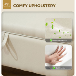 HOMCOM Beige Linen Fabric Ottoman Storage Box - Size: 28 x 38 x 73cm - Wilko - thumbnail 6