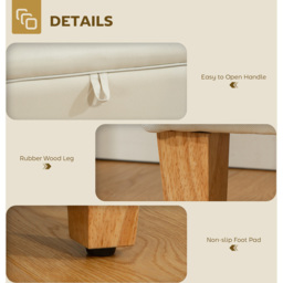 HOMCOM Beige Linen Fabric Ottoman Storage Box - Size: 28 x 38 x 73cm - Wilko - thumbnail 7