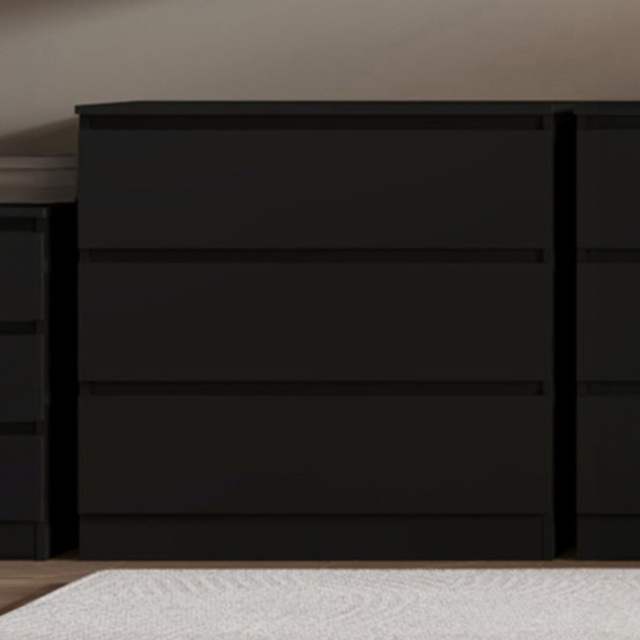 Seconique Malvern 3 Drawer Black Chest of Drawers - Wilko - image 1