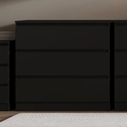 Seconique Malvern 3 Drawer Black Chest of Drawers - Wilko - thumbnail 1