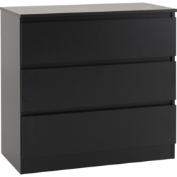 Seconique Malvern 3 Drawer Black Chest of Drawers - Wilko - thumbnail 3
