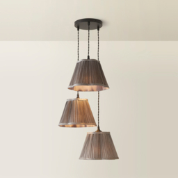 ValueLights Loralei Grey Pleated Faux Silk 3 Drop Cluster Black LED Ceiling Pendant Light - Size: 126 x 20.5 x 20.5cm - Gold - Wilko - thumbnail 6