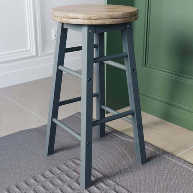 Chef Vida Grey Wooden Revolving Bar Stool - Size: 64 x 32 x 32cm - Wilko - image 1