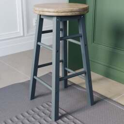 Chef Vida Grey Wooden Revolving Bar Stool - Size: 64 x 32 x 32cm - Wilko - thumbnail 1