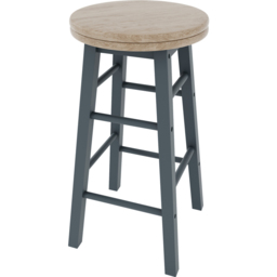 Chef Vida Grey Wooden Revolving Bar Stool - Size: 64 x 32 x 32cm - Wilko - thumbnail 3