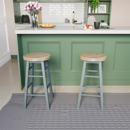 Chef Vida Grey Wooden Revolving Bar Stool - Size: 64 x 32 x 32cm - Wilko - thumbnail 5
