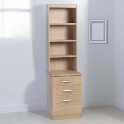 R White Cabinets 3 Drawer 4 Shelf Brown Storage Unit with Hutch - Size: 182.8 x 47.9 x 54cm - Wilko