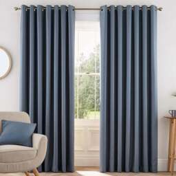 Helena Springfield Eden Blue Lined Eyelet Curtains 229 x 183cm - Size: W 229 x D 183cm - Wilko - thumbnail 1
