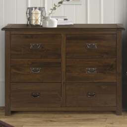Core Products Boston 6 Drawer Wide Chest of Drawers - Brown - Wilko
