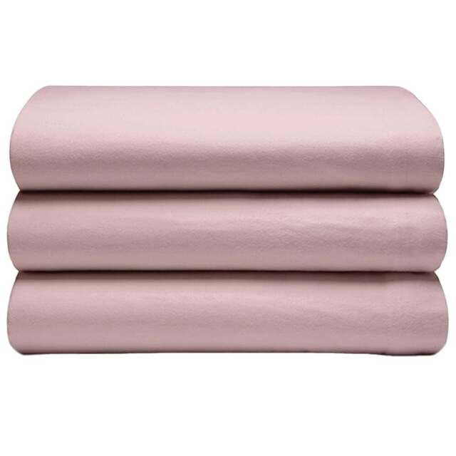 Serene Double Powder Pink Brushed Cotton Flat Bed Sheet - Wilko - image 1