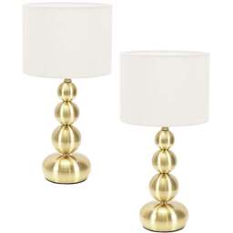 ValueLights Marissa 2 Pack Gold Stacked Ball Touch LED Table Lamp - Size: 36 x 17 x 17cm - Wilko