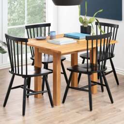 Florence Kenley 4 Seater Extending Dining Table Set Oak and Black - Oak/Black - Wilko - thumbnail 1