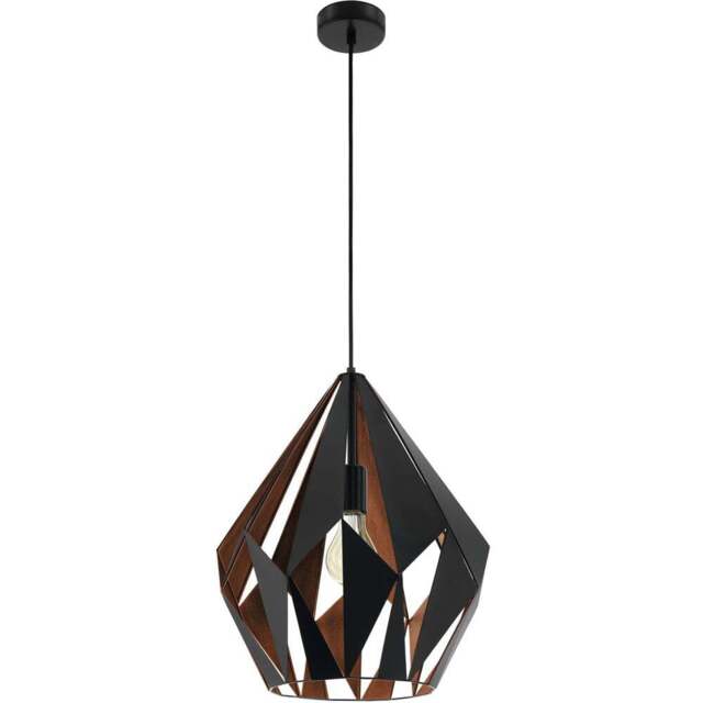 EGLO Carlton 1 Black and Copper Geometric Pendant Lampshade - Size: 150 x 38.5 x 150cm - Wilko - image 1