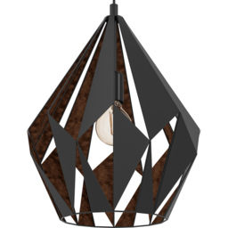 EGLO Carlton 1 Black and Copper Geometric Pendant Lampshade - Size: 150 x 38.5 x 150cm - Wilko - thumbnail 4