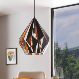 EGLO Carlton 1 Black and Copper Geometric Pendant Lampshade - Size: 150 x 38.5 x 150cm - Wilko - thumbnail 3