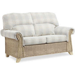 Desser Clifton 2 Seater Natural Rattan Check Fabric Sofa - Grey - Wilko - thumbnail 3