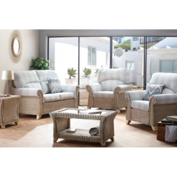 Desser Clifton 2 Seater Natural Rattan Check Fabric Sofa - Grey - Wilko - thumbnail 4