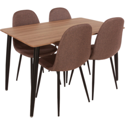 Core Products Aspen 4 Seater Foiled Top Upholstered Rectangular Dining Set Aged Oak Effect - Size: 80 x 120 x 75cm - n/a - Wilko - thumbnail 3