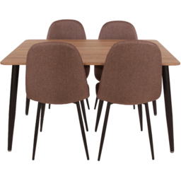 Core Products Aspen 4 Seater Foiled Top Upholstered Rectangular Dining Set Aged Oak Effect - Size: 80 x 120 x 75cm - n/a - Wilko - thumbnail 4