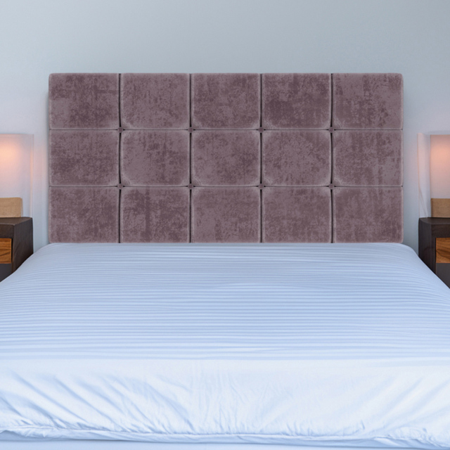 Bedmaster Small Double Mauve Naples Velvet Pearl Squared Headboard - Brown - Wilko - image 1