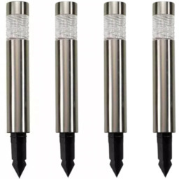 Garden Mile 4 Pack Bollard Solar LED Stake Light - Size: 57 x 20 x 20cm - Silver - Wilko - thumbnail 1