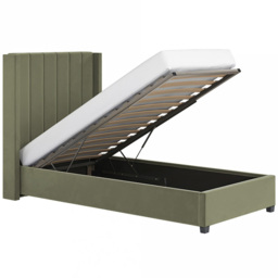 Flair Tiggy Single Khaki Velvet Ottoman Bed - Green - Wilko - thumbnail 4