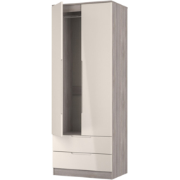 Crowndale Milan 2 Door 2 Drawer Kashmir Gloss and Grey Oak Tall Wardrobe Ready Assembled - Kashmir Gloss & Grey Oak - Wilko - thumbnail 6