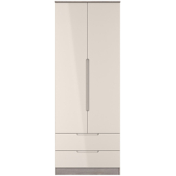 Crowndale Milan 2 Door 2 Drawer Kashmir Gloss and Grey Oak Tall Wardrobe Ready Assembled - Kashmir Gloss & Grey Oak - Wilko - thumbnail 4