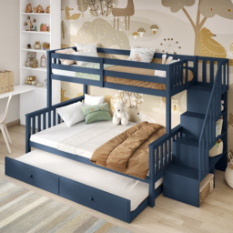 Flair Tag Navy Triple Staircase Bunk Bed with Trundle - Size: Single - Blue - Wilko - thumbnail 5