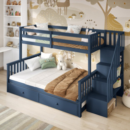 Flair Tag Navy Triple Staircase Bunk Bed with Trundle - Size: Single - Blue - Wilko - thumbnail 6