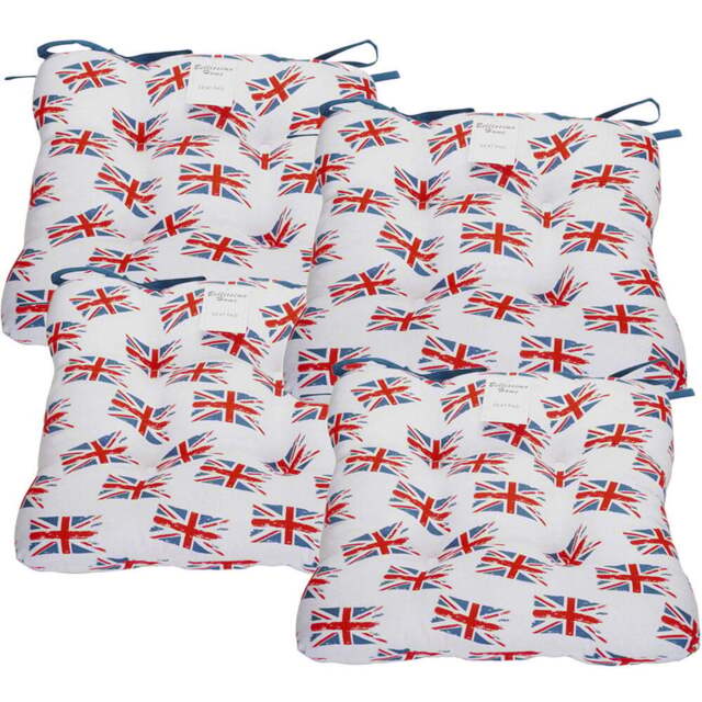 Bellissimo Union Jack White Seat Pad 4 Pack - Size: 40 x 40cm - Wilko - image 1