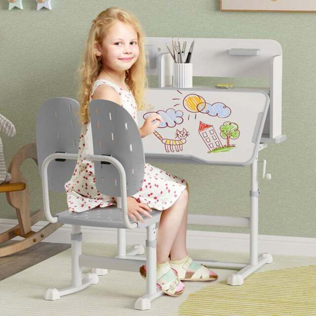 AIYAPLAY Grey Kids Tiltable Desk and Chair Set - Wilko - image 1