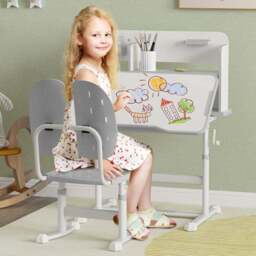 AIYAPLAY Grey Kids Tiltable Desk and Chair Set - Wilko - thumbnail 1