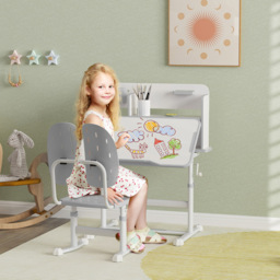 AIYAPLAY Grey Kids Tiltable Desk and Chair Set - Wilko - thumbnail 6