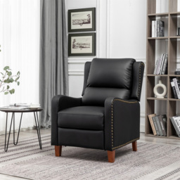 Furniture One Black Leather Pushback Recliner Chair - Size: Single - Wilko - thumbnail 5