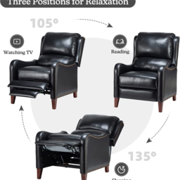 Furniture One Black Leather Pushback Recliner Chair - Size: Single - Wilko - thumbnail 6