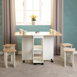 Seconique Seymore 4 Seater Stowaway Dining Set White and Oak Effect - Wilko - thumbnail 1
