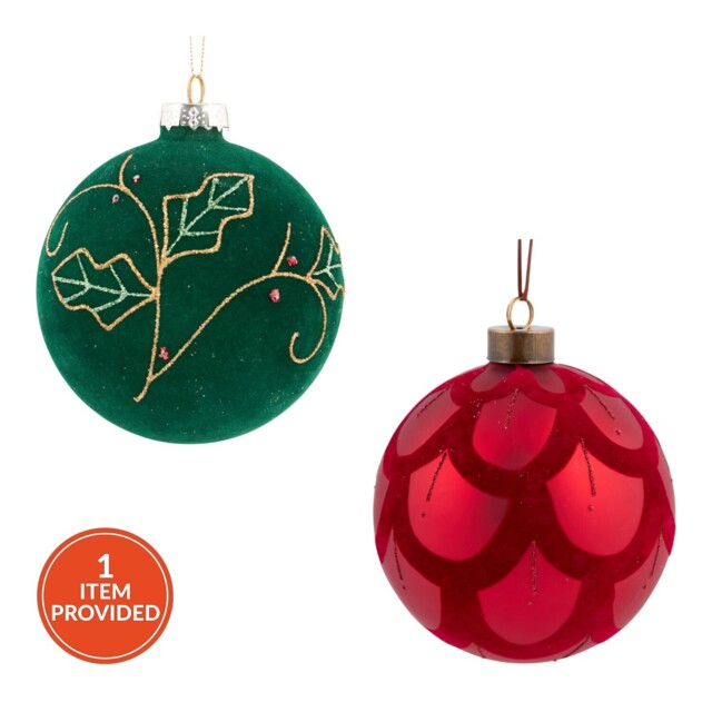 Flocked Pattern Bauble - Sleigh Bells Ring - Wilko - image 1