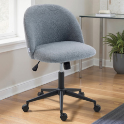 Portland Grey Teddy Fleece Height Adjustable Swivel Office Chair - Size: 84.5 x 52 x 59cm - Charcoal grey - Wilko