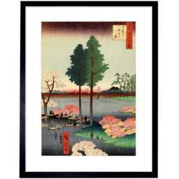 Wee Blue Coo Japanese Woodblock Tall Trees Park Painting Framed Wall Art Print 30 x 41cm - Size: 43.3 x 33.3 x 1.5cm - Green - Wilko - thumbnail 1