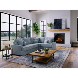 Alba City 5 Seater Fine Blue Fabric Left Hand Corner Sofa - Grey - Wilko - thumbnail 7